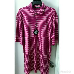 Bobby Jones striped golf shirt fuchsia sz xl